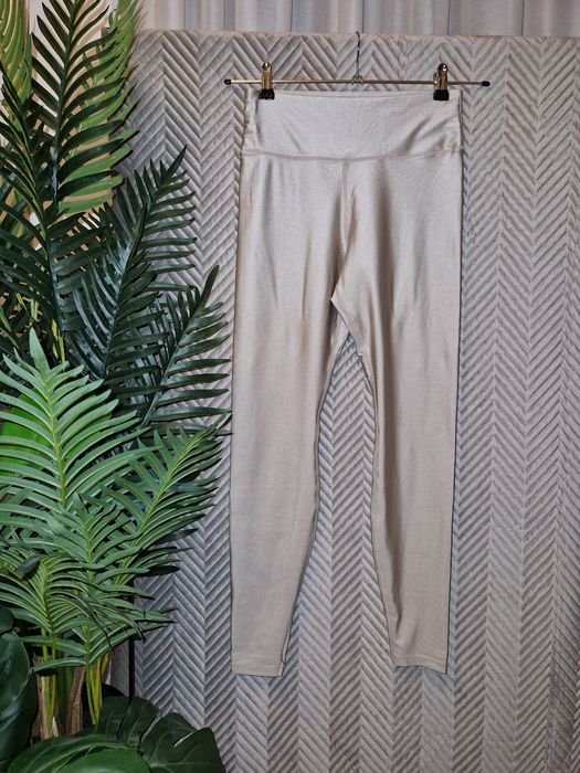 Legginsy H&M move S / 36 beżowe ze złotym wykończeniem błysk