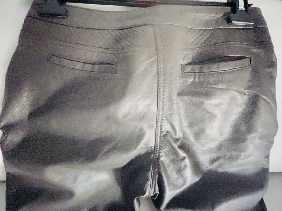 Unikatowe spodnie skórzane bikery Label Lab szare rozmiar 38 - 40