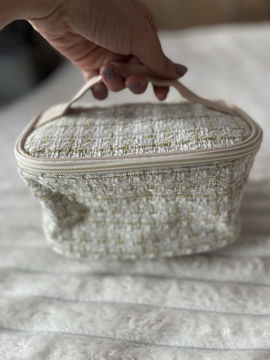 Kosmetyczka damska w kratę z przegrodami, NOWA