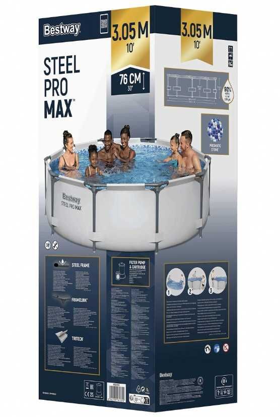 Basen Stelażowy Ogrodowy Okrągły Bestway 305x76cm + Pompa + Filtr
