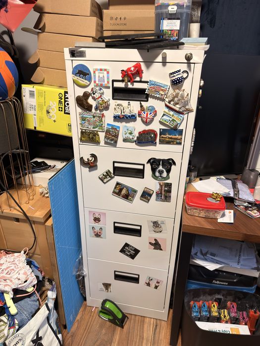 Metalowa szafa kartotekowa SARA V4, 460 x 1320 x 620 mm, biała