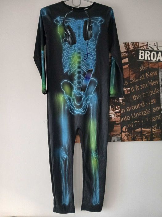 Szkielet kościotrup słuchawki iPhone kostium przebranie r. 134 cm