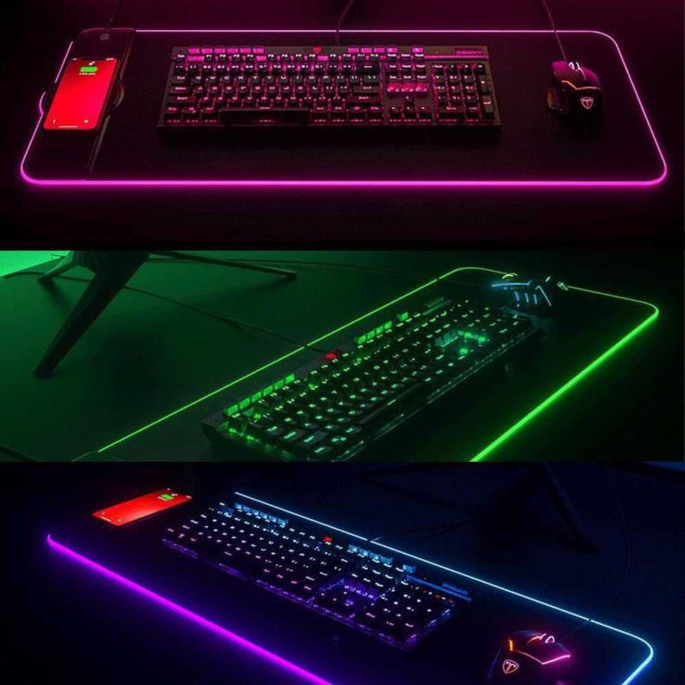 Auvstar podkładka pod mysz XXL 800x300mm RGB ładowarka indukcyjna 15W