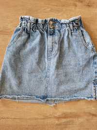 Zara 152 spódnica jeansowa paperbag dżins błękitna denim