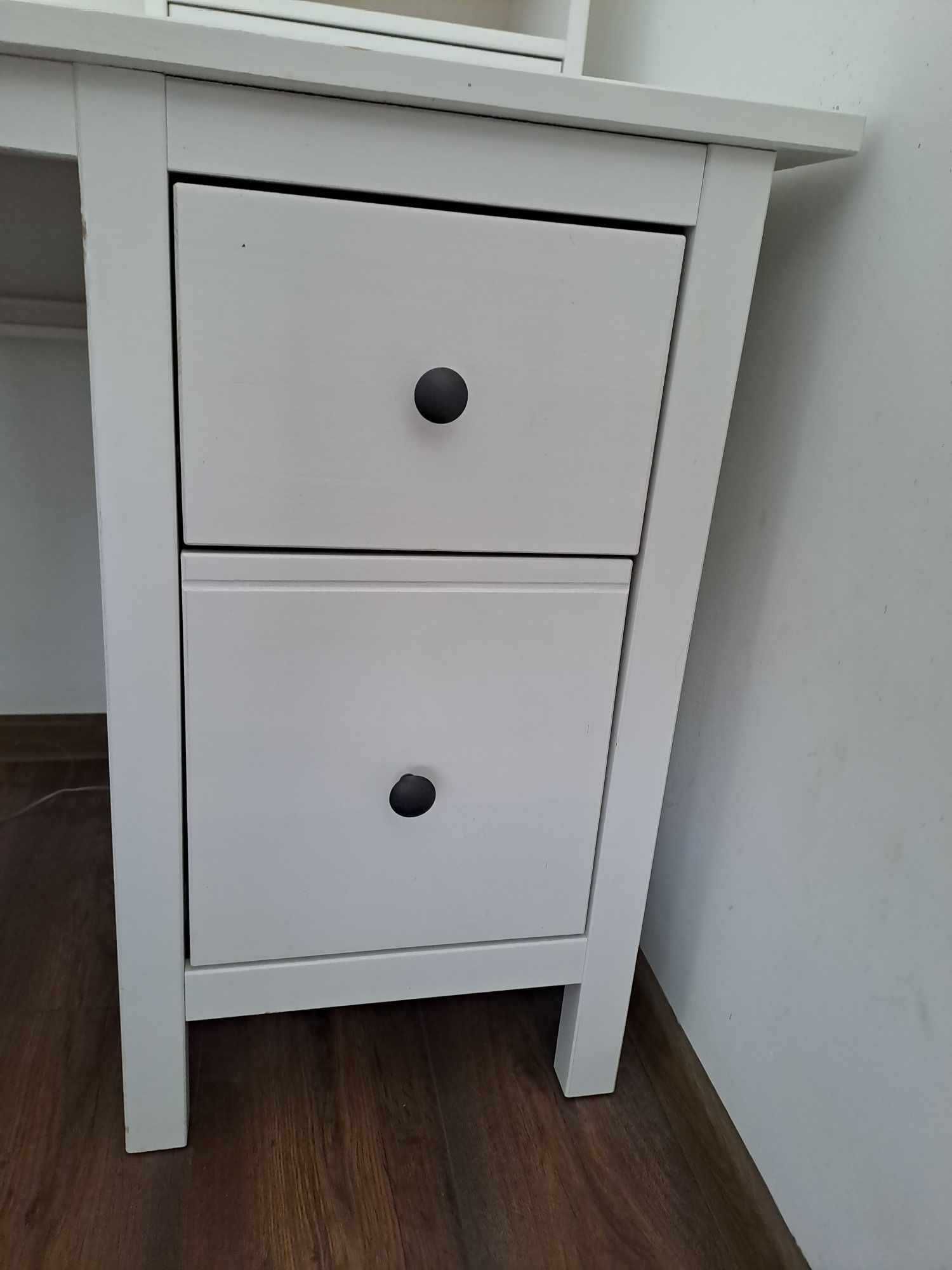 Biurko z nadstawką HEMNES Ikea drewno białe bejca