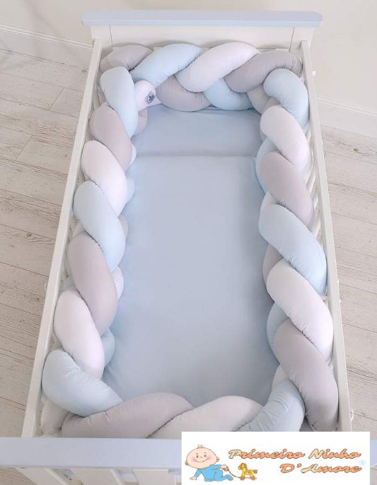 Trança, capa de edredom, fronha, veu, dossel - conjunto de berço bebe