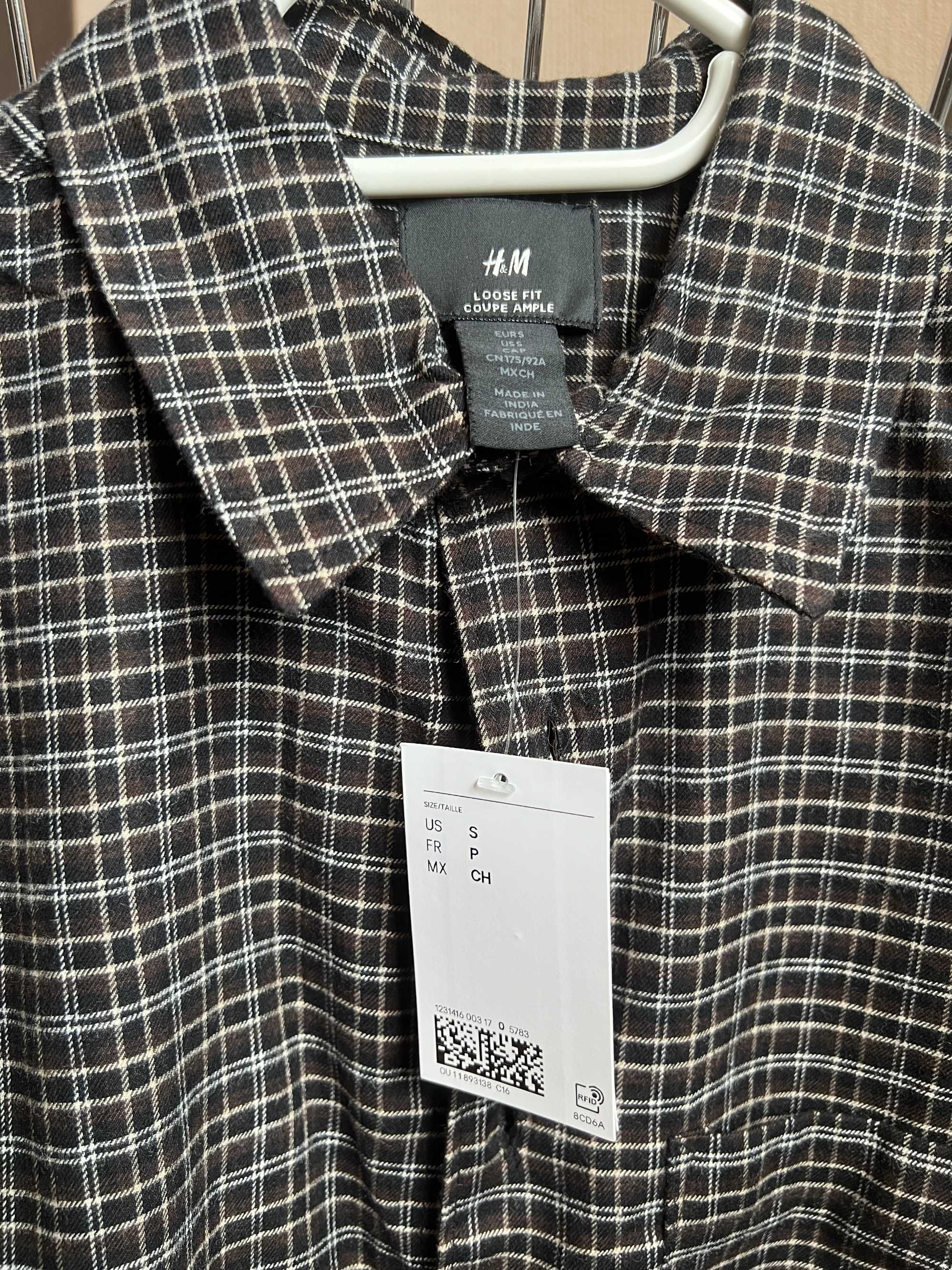 Сорочка картата H&M фланелева оверсайз, нова!