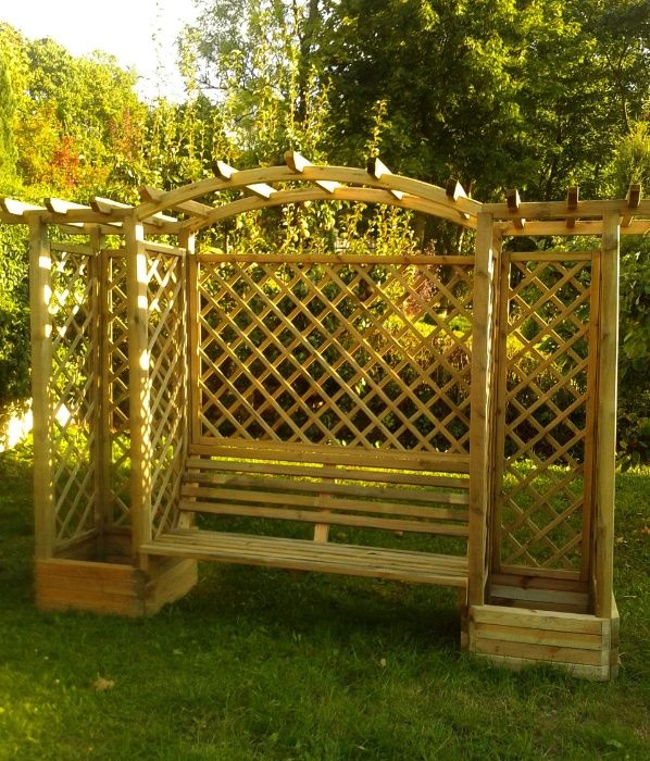 Pergola z Ławką i Donicami Kwietnik Arkada Trejaż Meble Ogrodowe