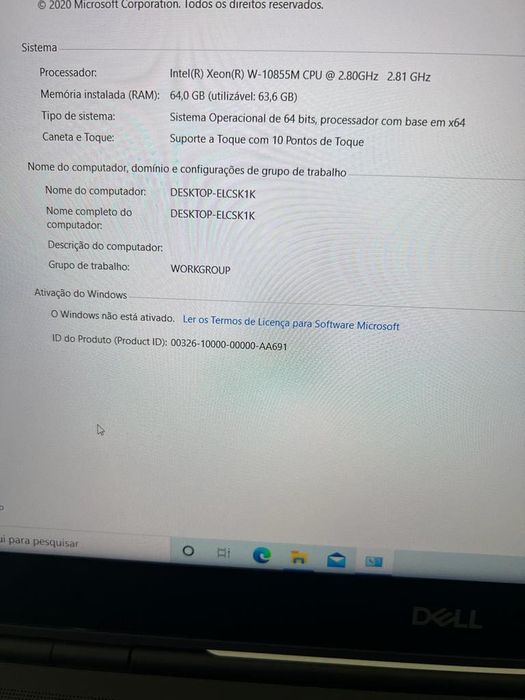 Dell Precision 7550, xeon, 64Gb, Ssd 1TB