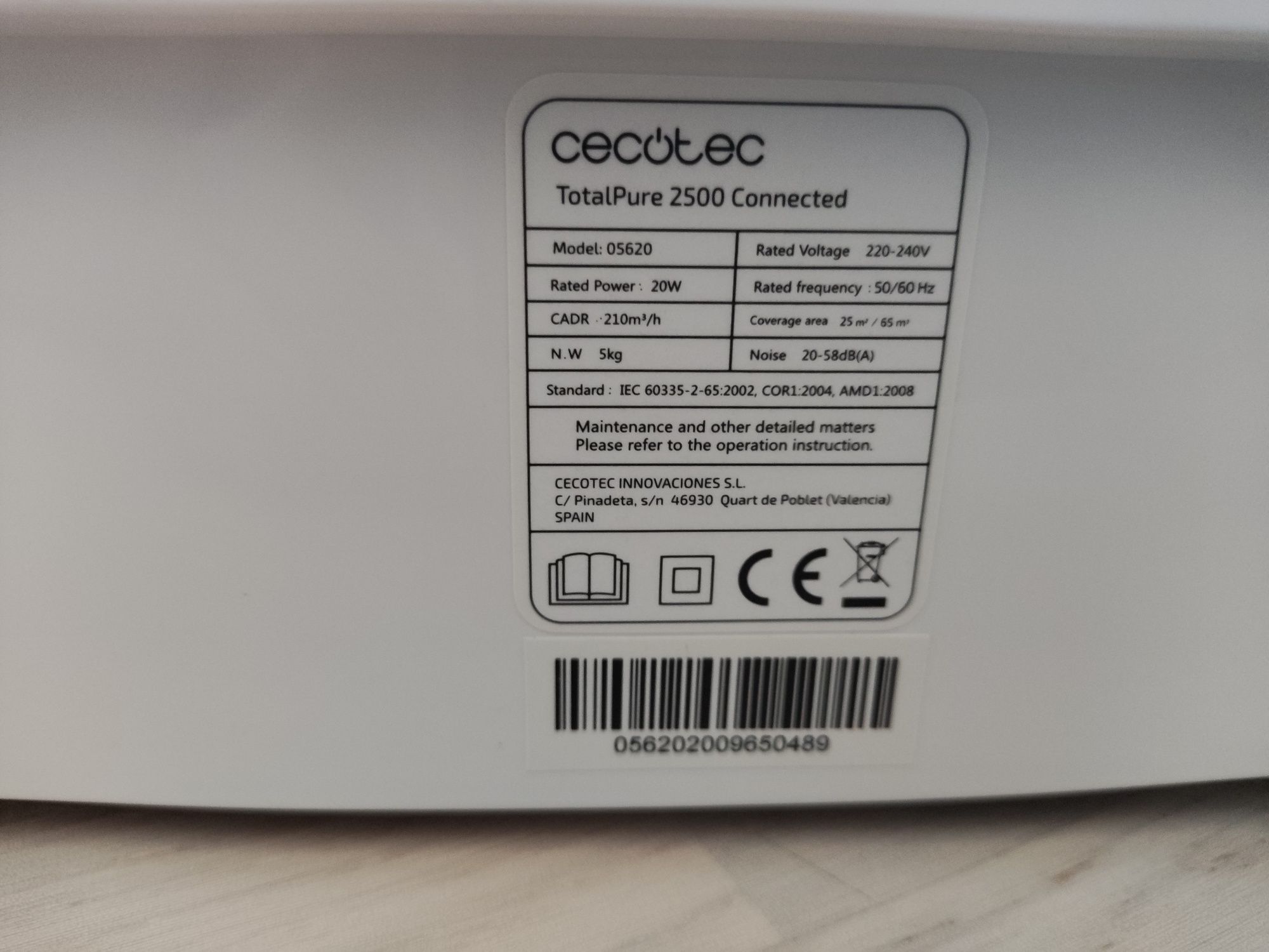 Cecotec TotalPure 2500 Connected очищувач поввітря