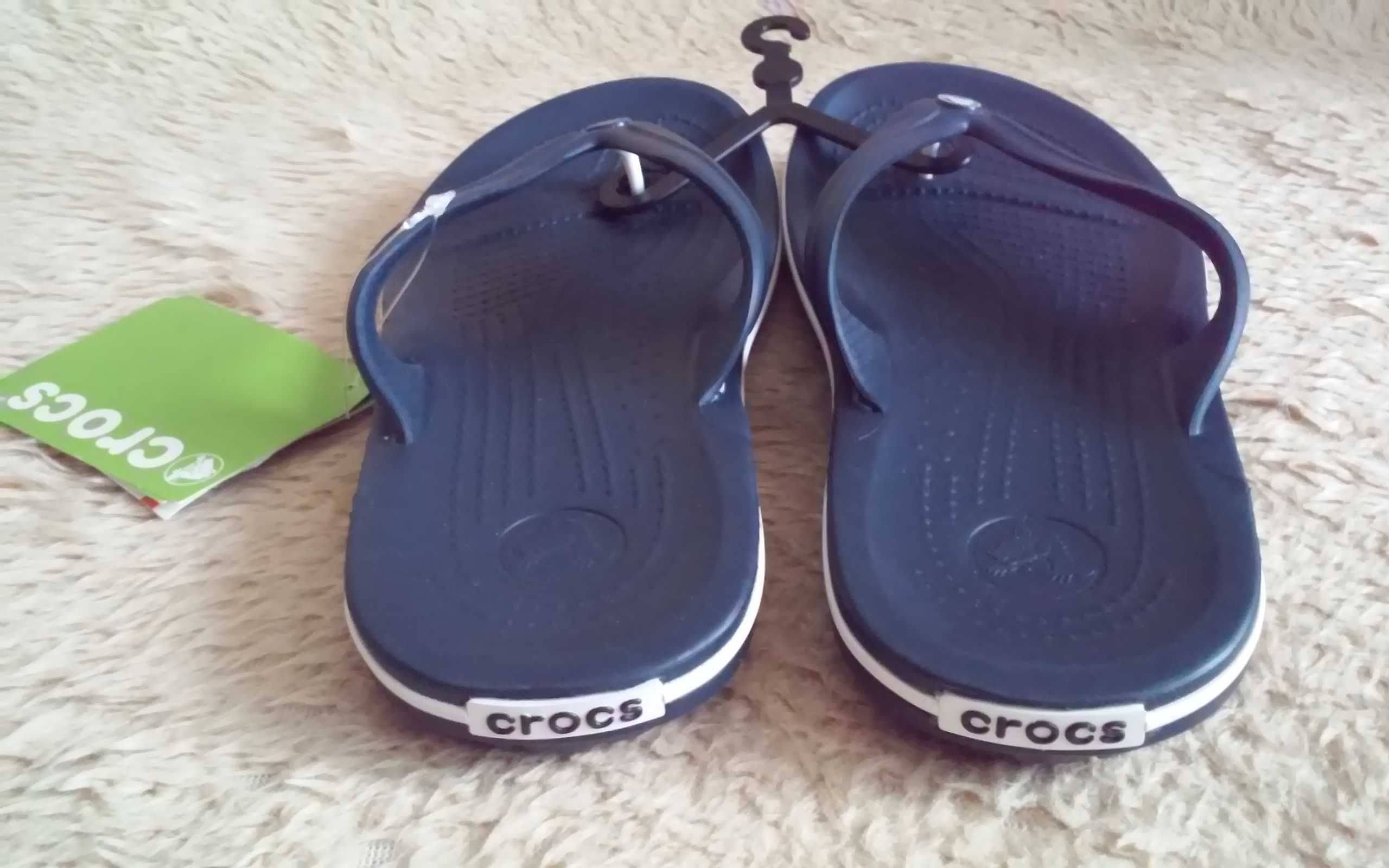 Japonki Crocs W 7 wkładka 25 cm.granatowe nowe