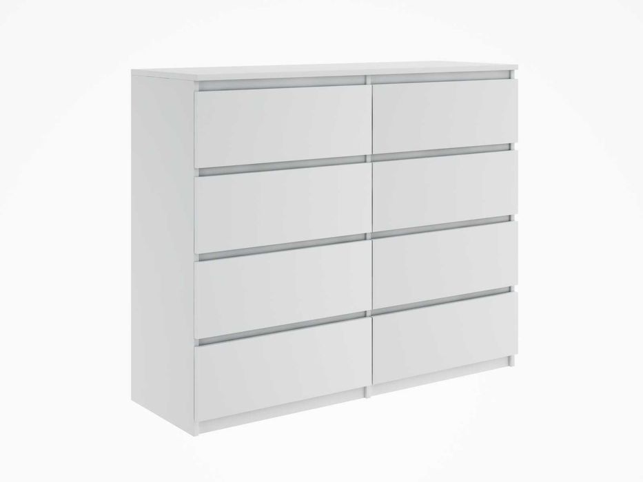 komoda z 8 szufladami 120cm w kolorze białym oraz sonoma | Mat
