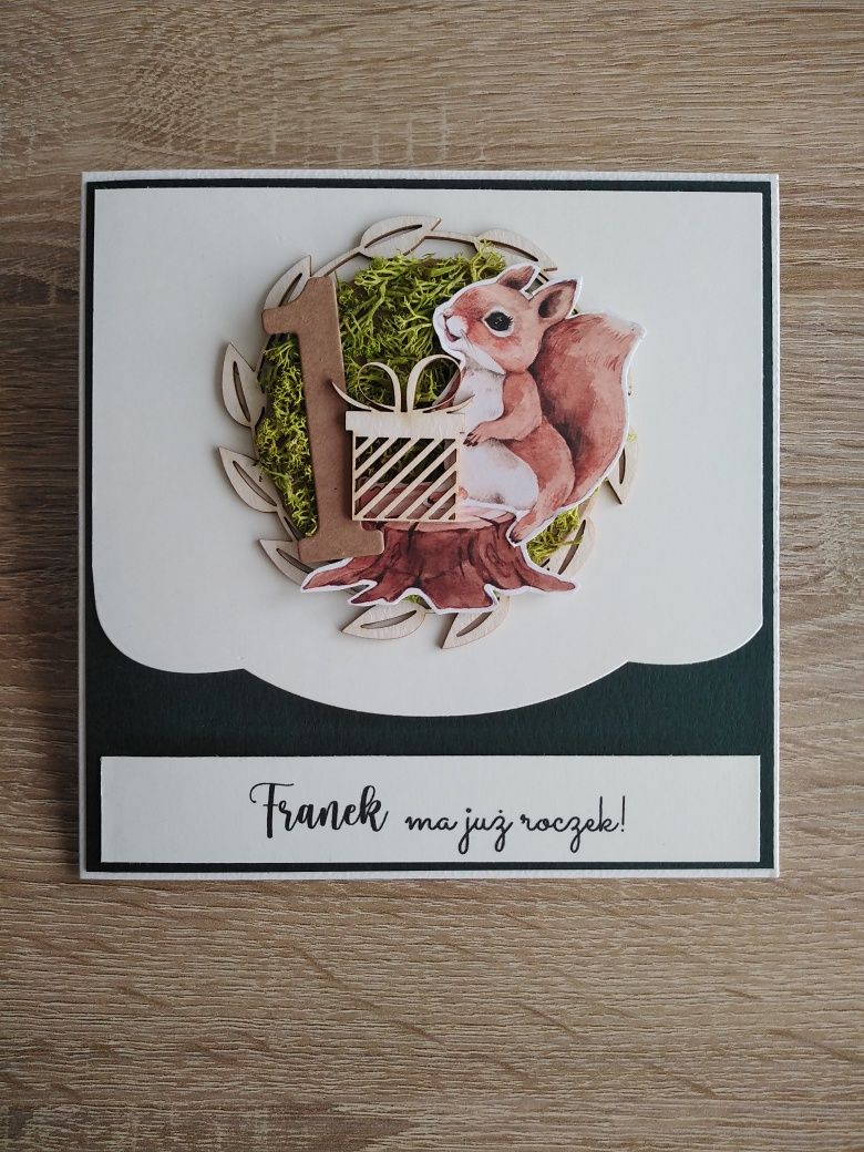 Kartka urodzinowa dla dziecka w stylu leśnym. Personalizowana.