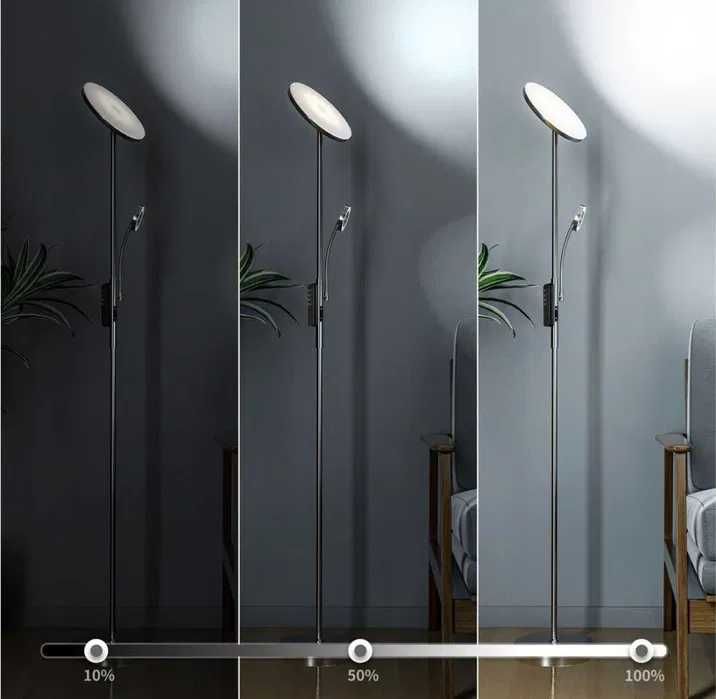 Lampa podłogowa LED modern 6 trybów dotykowa nowoczesna popielata