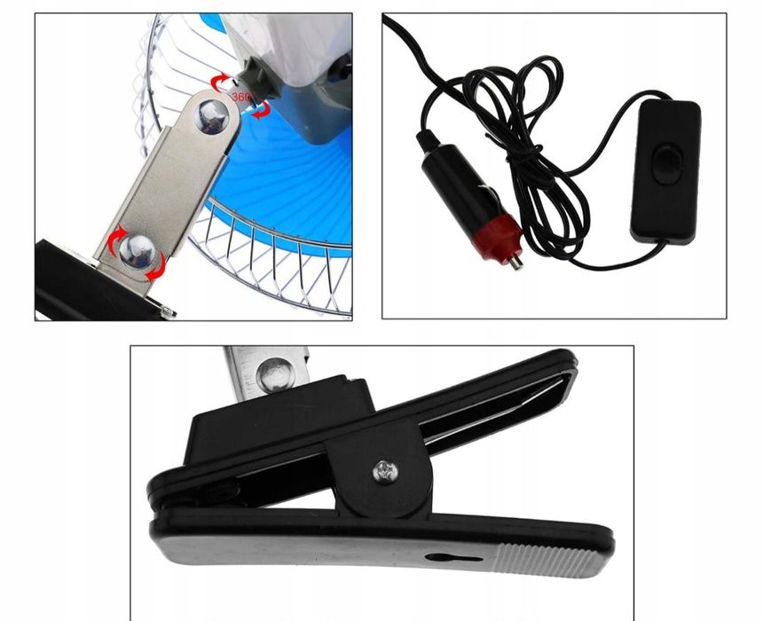 Wentylator wiatrak samochodowy 12-24V cyrkulator regulowany obrotowy