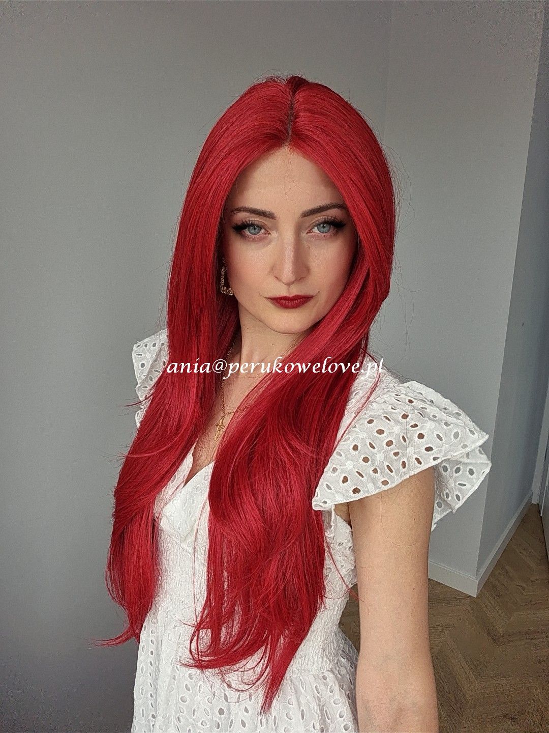 Peruka lace front czerwona stopniowana długie włosy jak naturalne