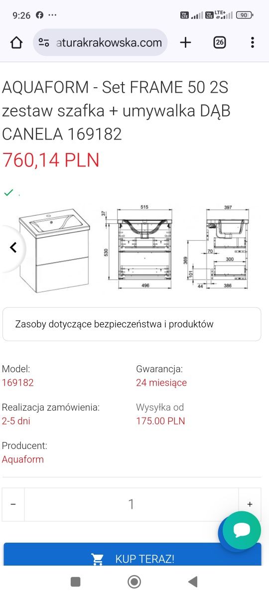 Szafka ze zlewem nowe 50 cm szer.