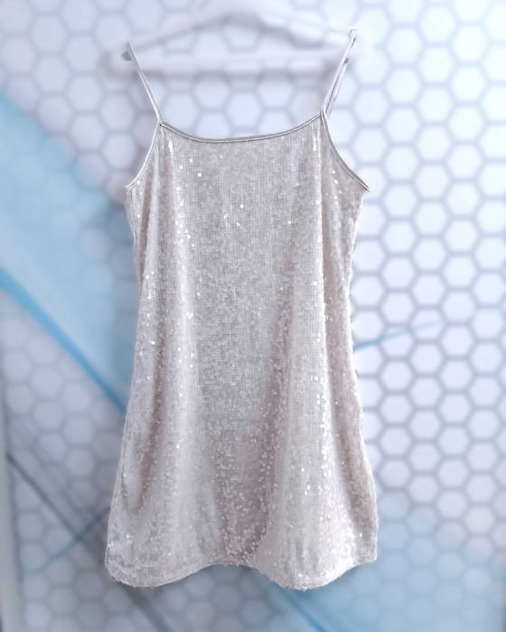 Srebrna sukienka cekiny XS H&M