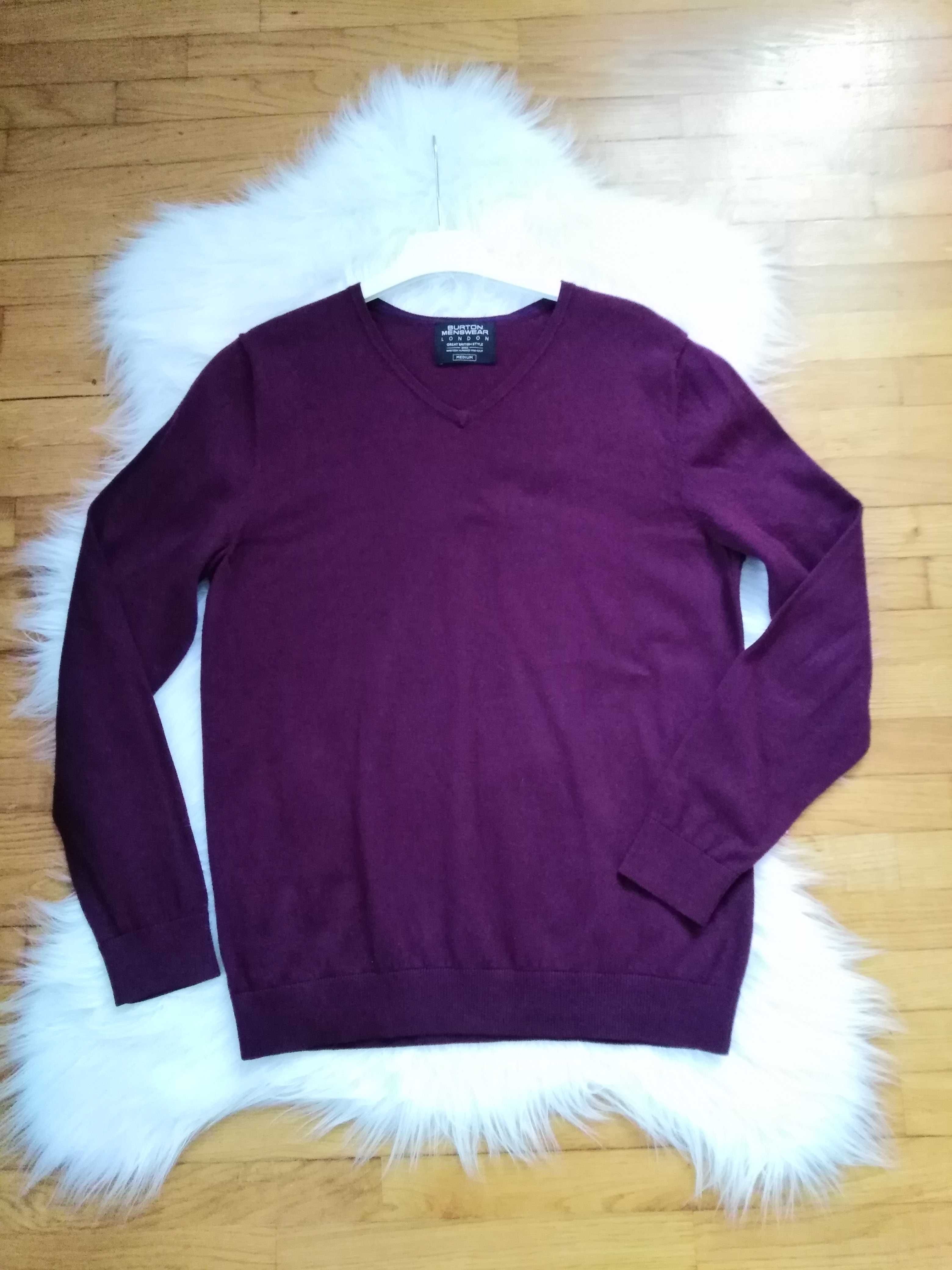 Sweter, Burton menswear, M, 100% bawełna, śliwka, ciemny fiolet
