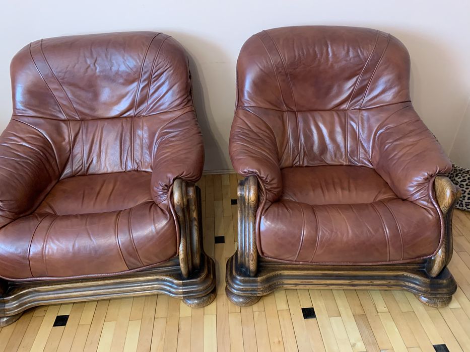 Komplet wypoczynkowy, skórzany