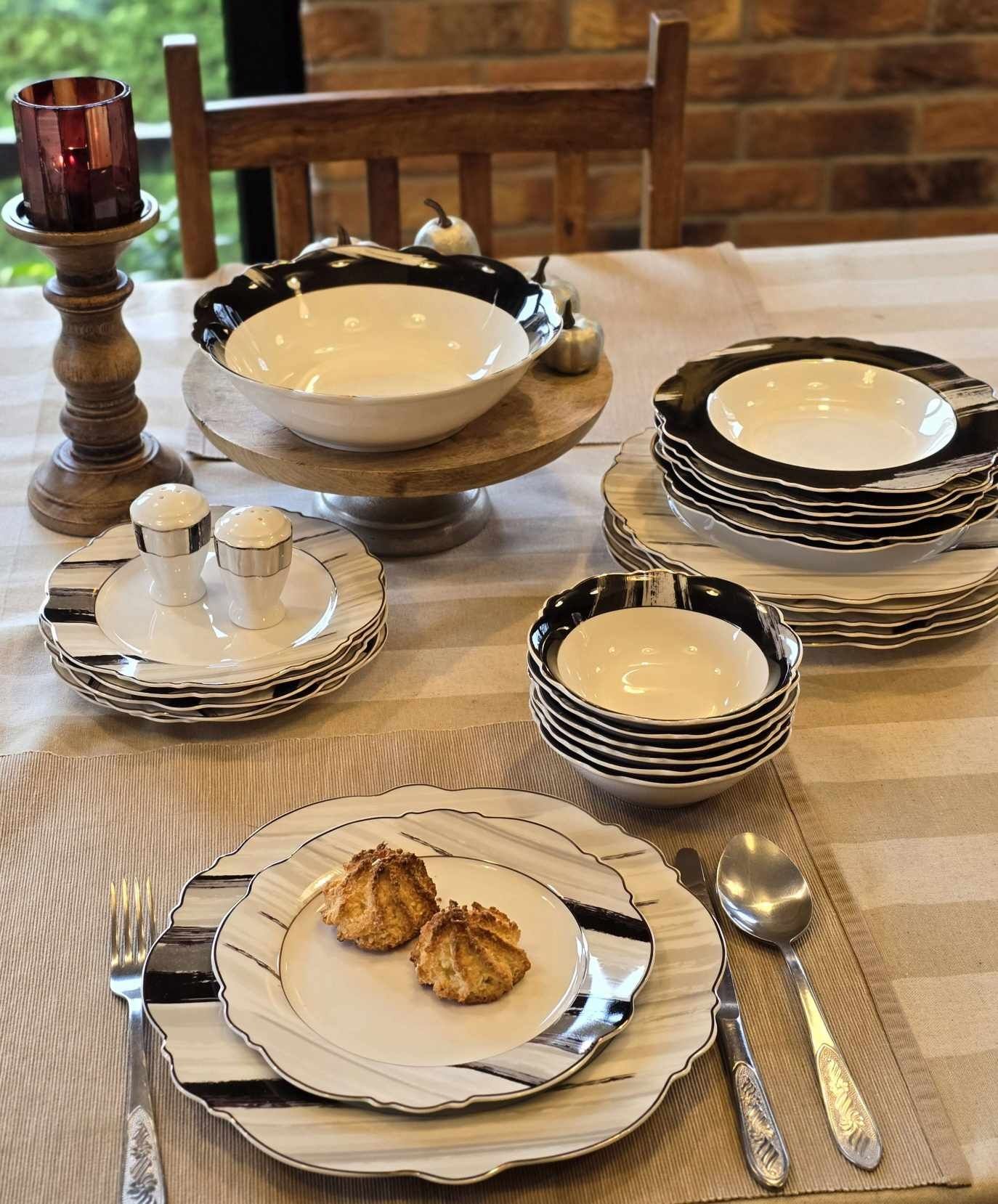 Piękny zestaw 28 elementów marmur, czarny i szary nowy!!!