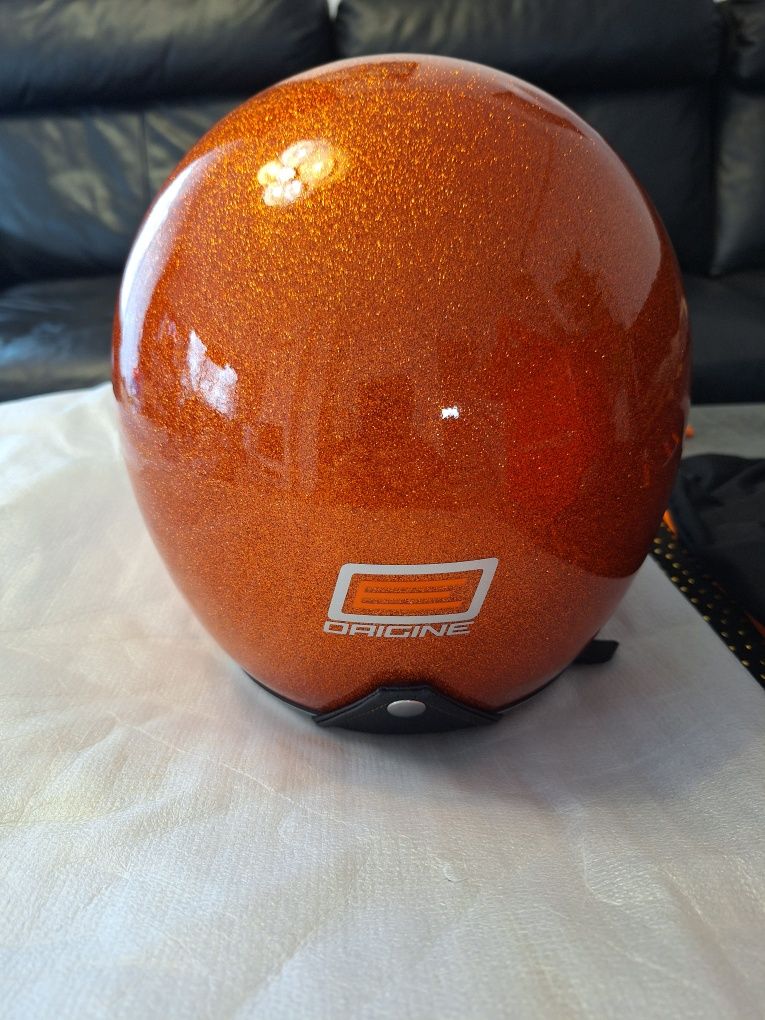 Kask origine E vintage nowy Orange z brokatem