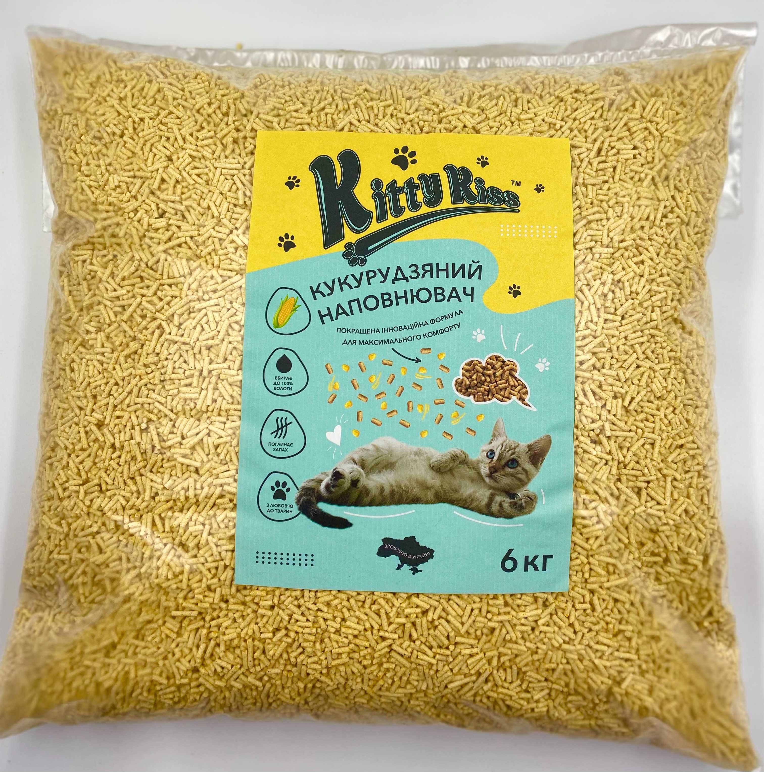Кукурудзянийнаповнювач для котів,комкующийся наполнитель 6кгкомкуючий