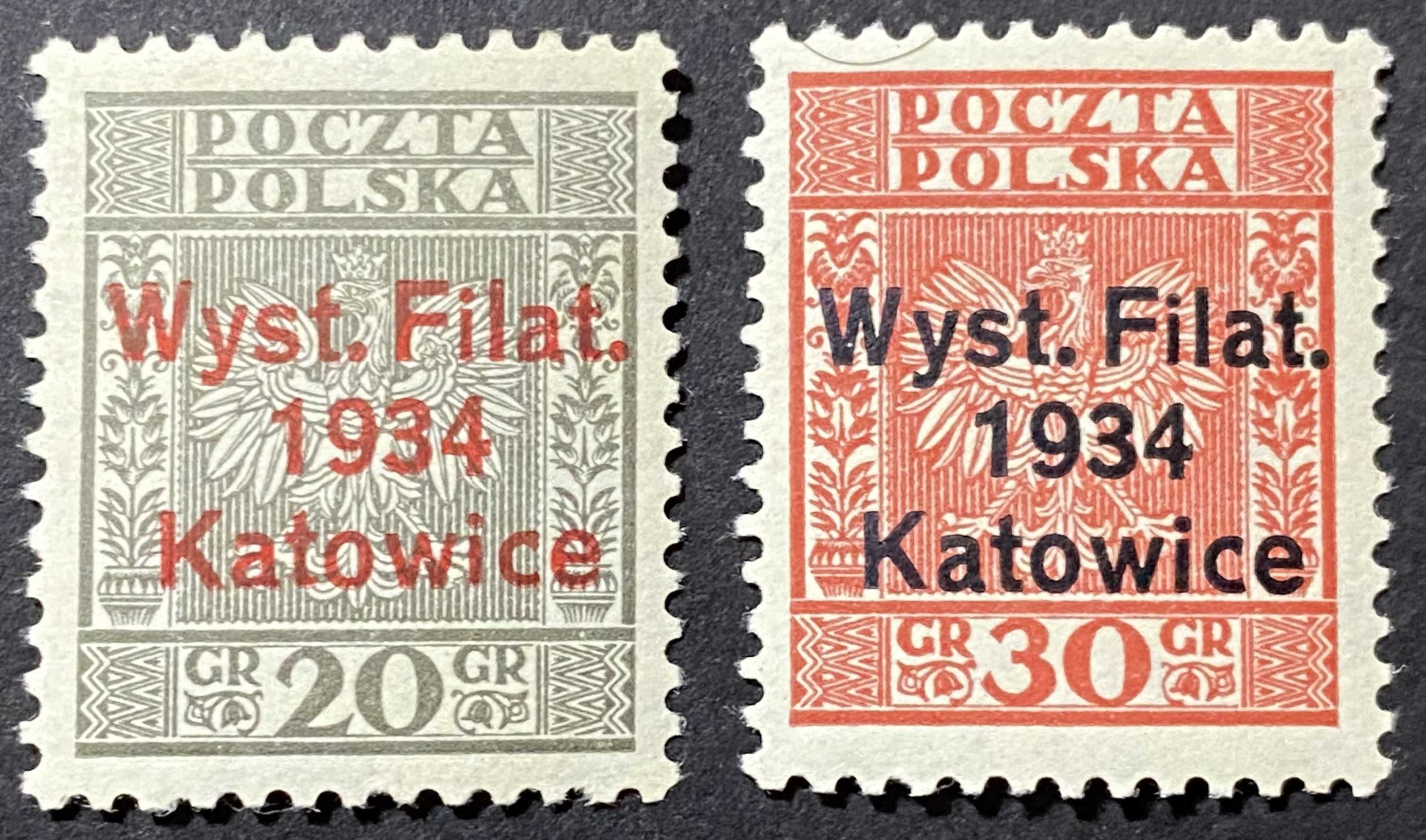 Znaczki Polska Fi 264 265 Wystawa Filatelistyczna Katowice 1934r