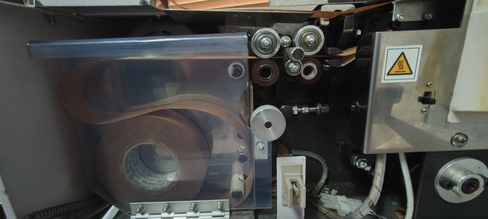 Máquina, banding, de cintar fita de papel. Fita papel craft. Bandall