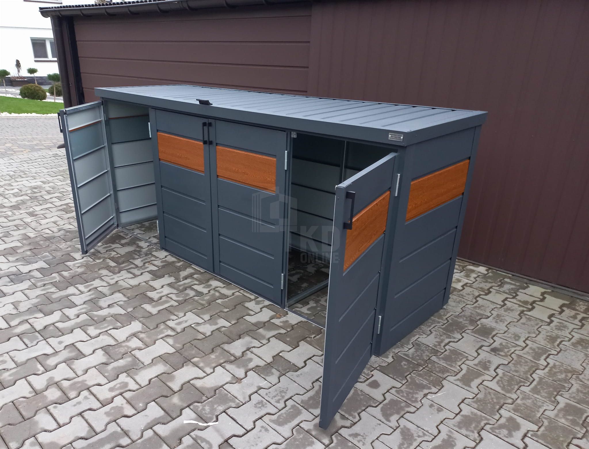 Zabudowa Koszy Na Śmieci Wiata Obudowa 275X80X120 Cm 4X240L  Tkd341