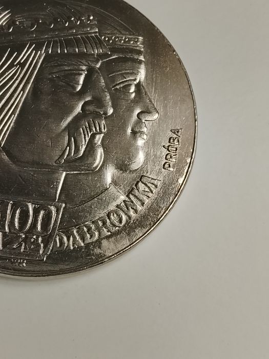 100 złotych Mieszko Dąbrówka Nikiel 1966 próba kopia