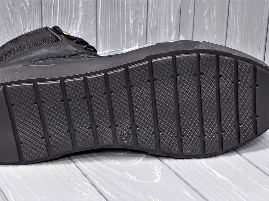 40-48рр! Кожаные  мужские черные зимние кроссовки ботинки кеды! Баталы