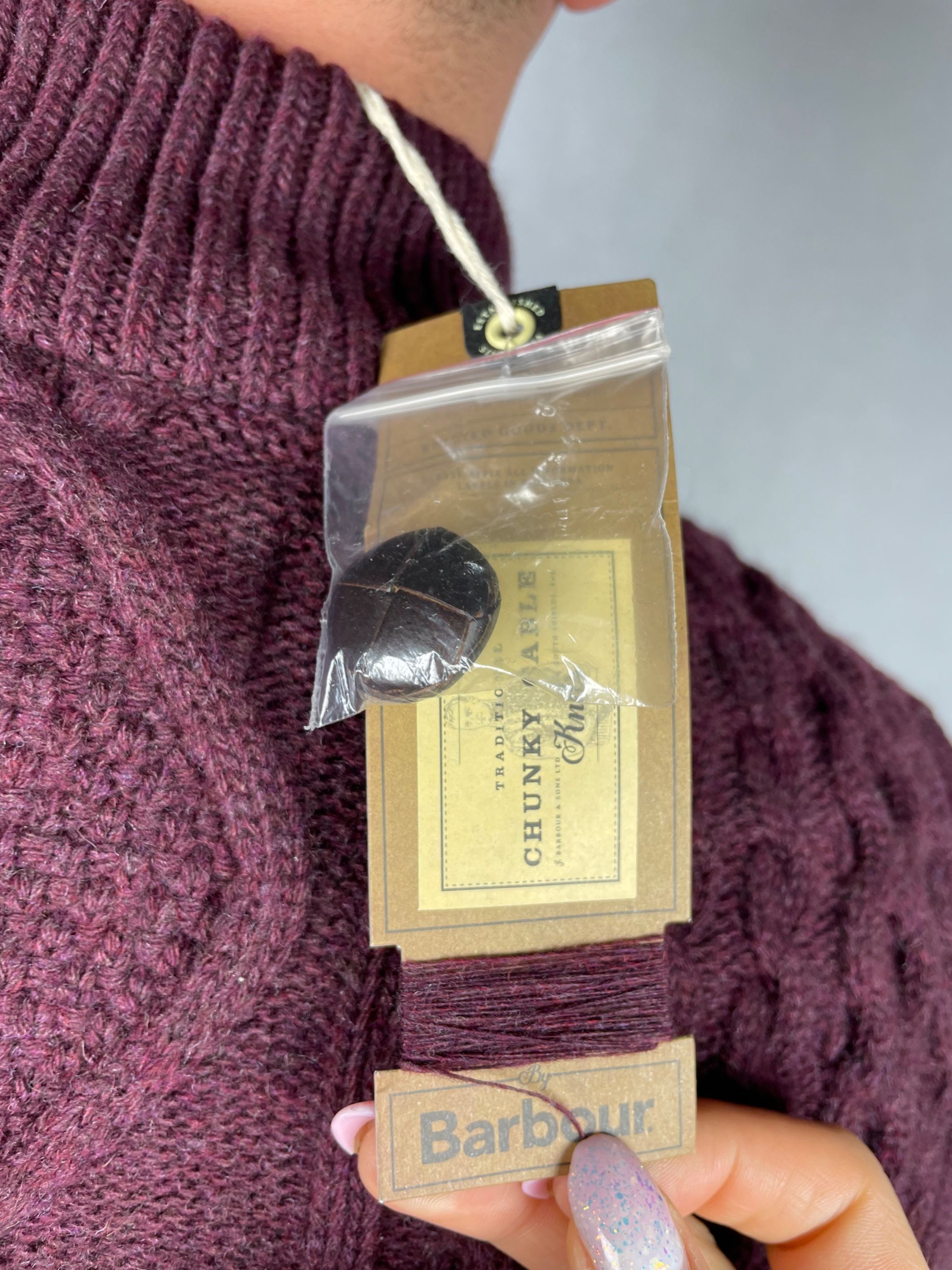 Barbour wełniany sweter cable knit nowy z metką