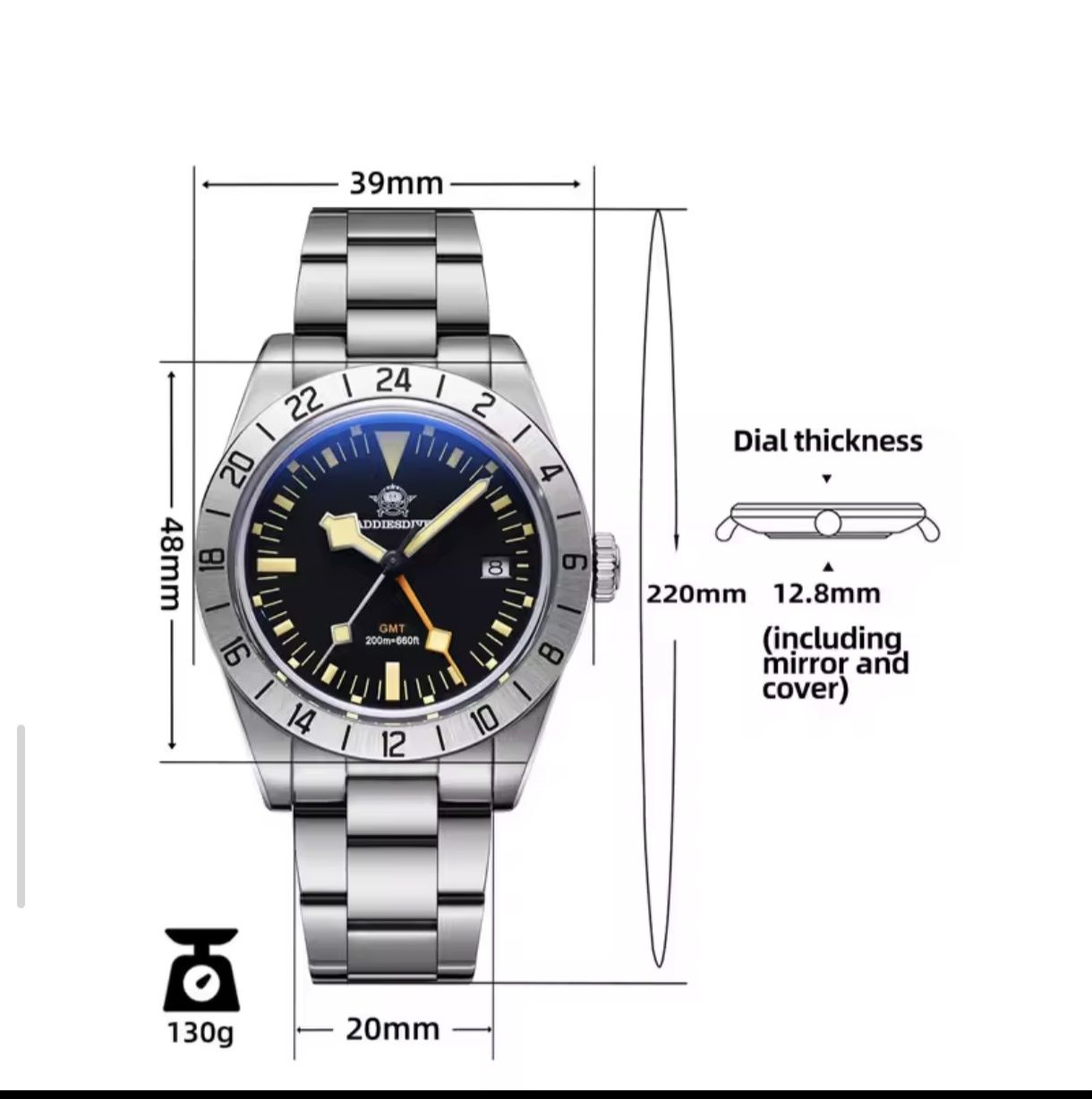 Zegarek męski Addiesdive AD2036 GMT Ronda