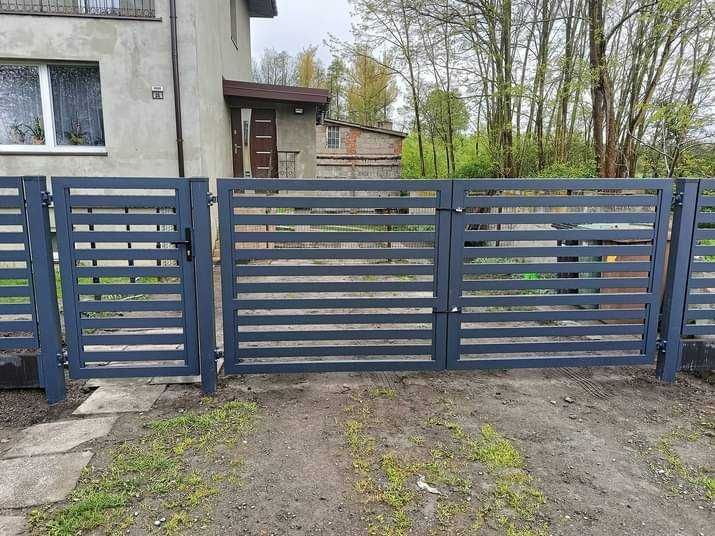Brama wjazdowa dwuskrzydlowa przesuwna ocynkowana malowana proszkowo