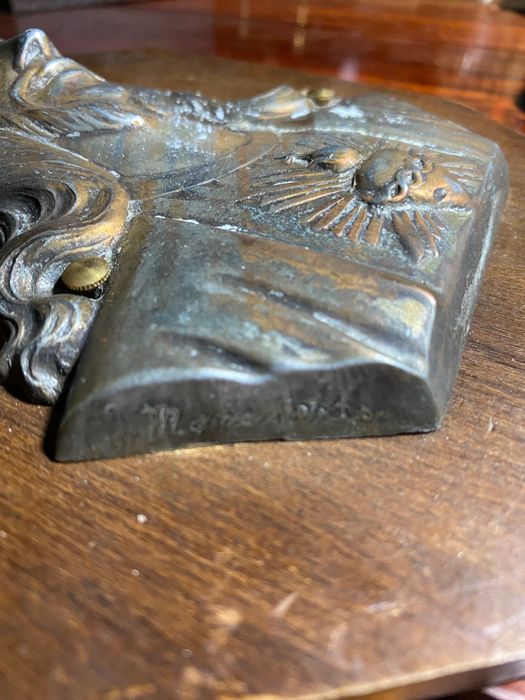 Bustos Sagrado Coração Jesus e Maria Séc XIX Assinados 21 cm