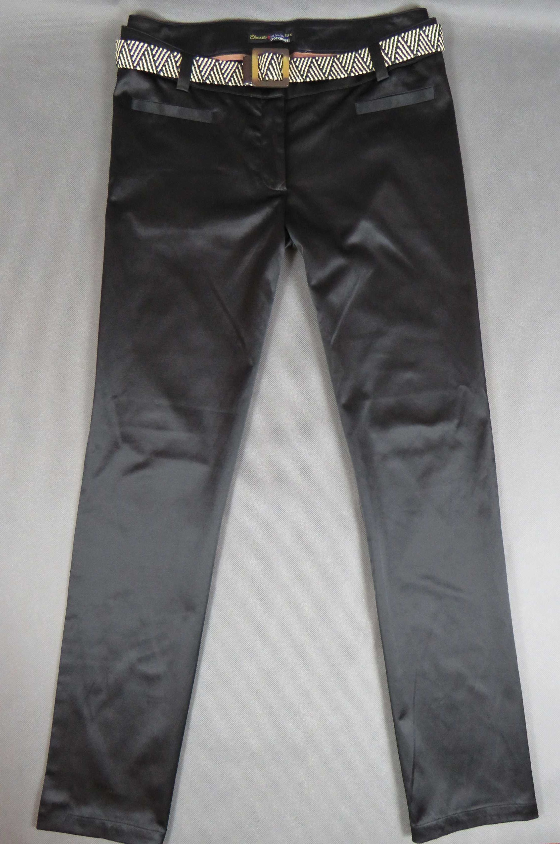 Czarne spodnie z paskiem C&A nowe Spodnie Clockhouse