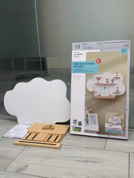 Дитяча Дерев'яна Полиця Хмара , натуральне біле дерево. Livarno home.