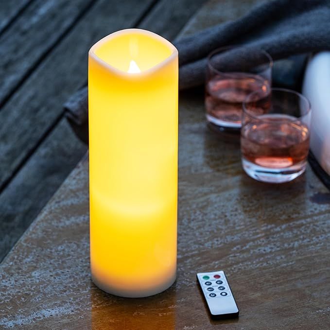 Świeca LED  z pilotem, kremowa, zewnętrzna, 30 cm