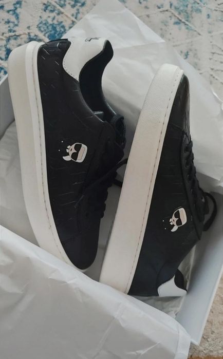 Buty skorzane meskie oryginalne Karl LAGERFELD czarno biale skorzane
