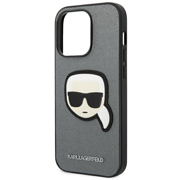 Etui na iPhone 14 Pro 6,1" Karl Lagerfeld Srebrny Saffiano