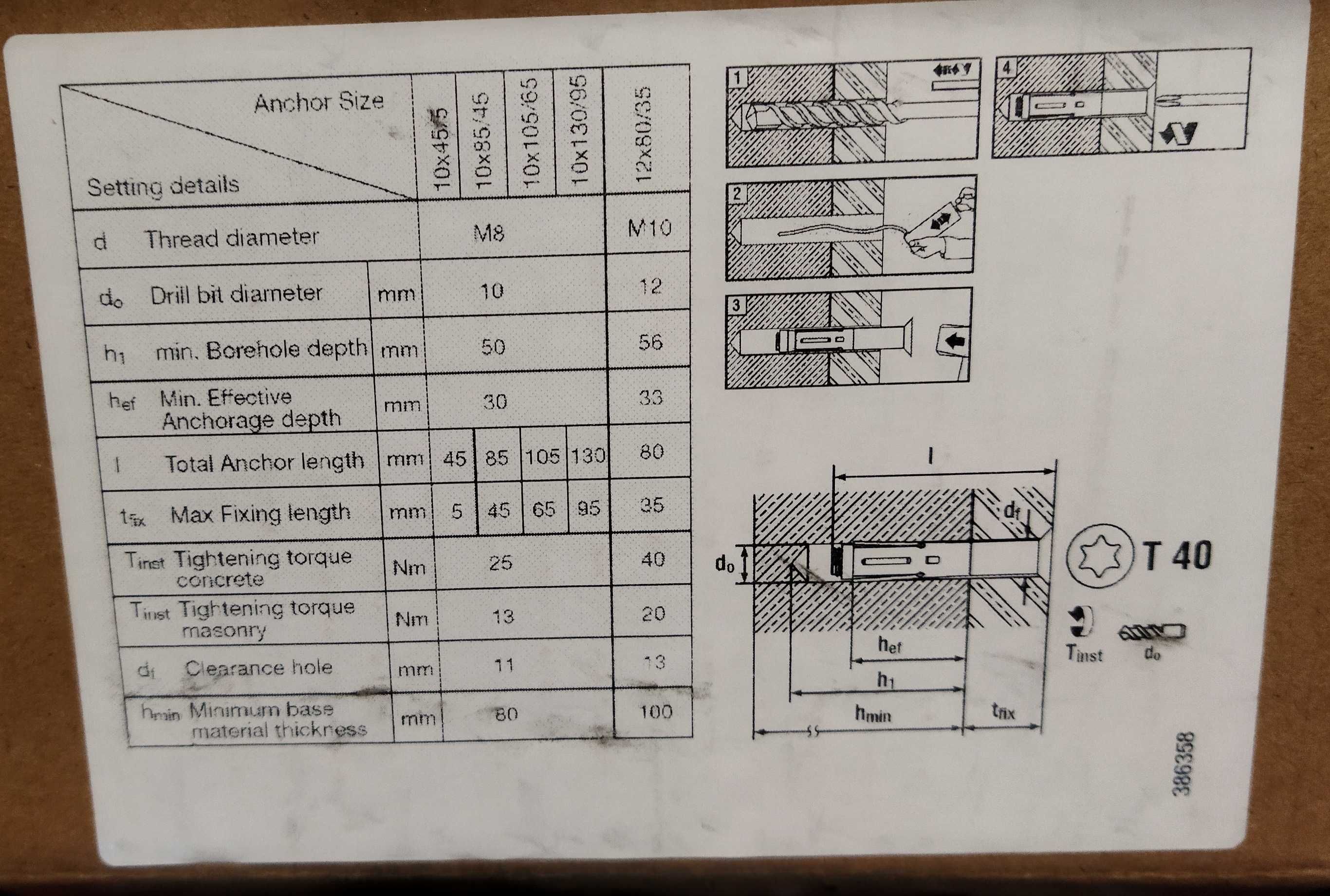 Zestaw 300szt HILTI KOTWA TULEJOWA HLC-SK 10x105/65 płyta pPoż