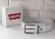 Ремень белый мужской кожаный Levis / шкіряний ремінь чоловічий левіс