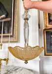 Fagerlund Orrefors lampa szkło hand made falbanka mosiadz 1950 vintage