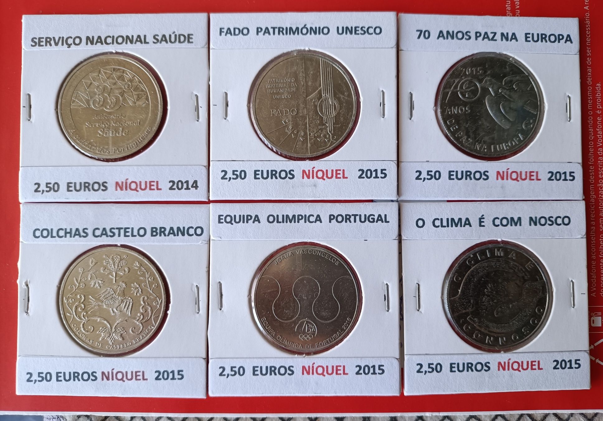 46 Moedas Comemorativas Portuguesas de 2,50 Euros Níquel