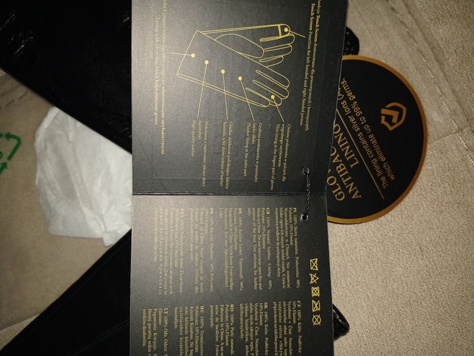 Rękawiczki skórzane ocieplane damskie antybakteryjne roz L 7.5