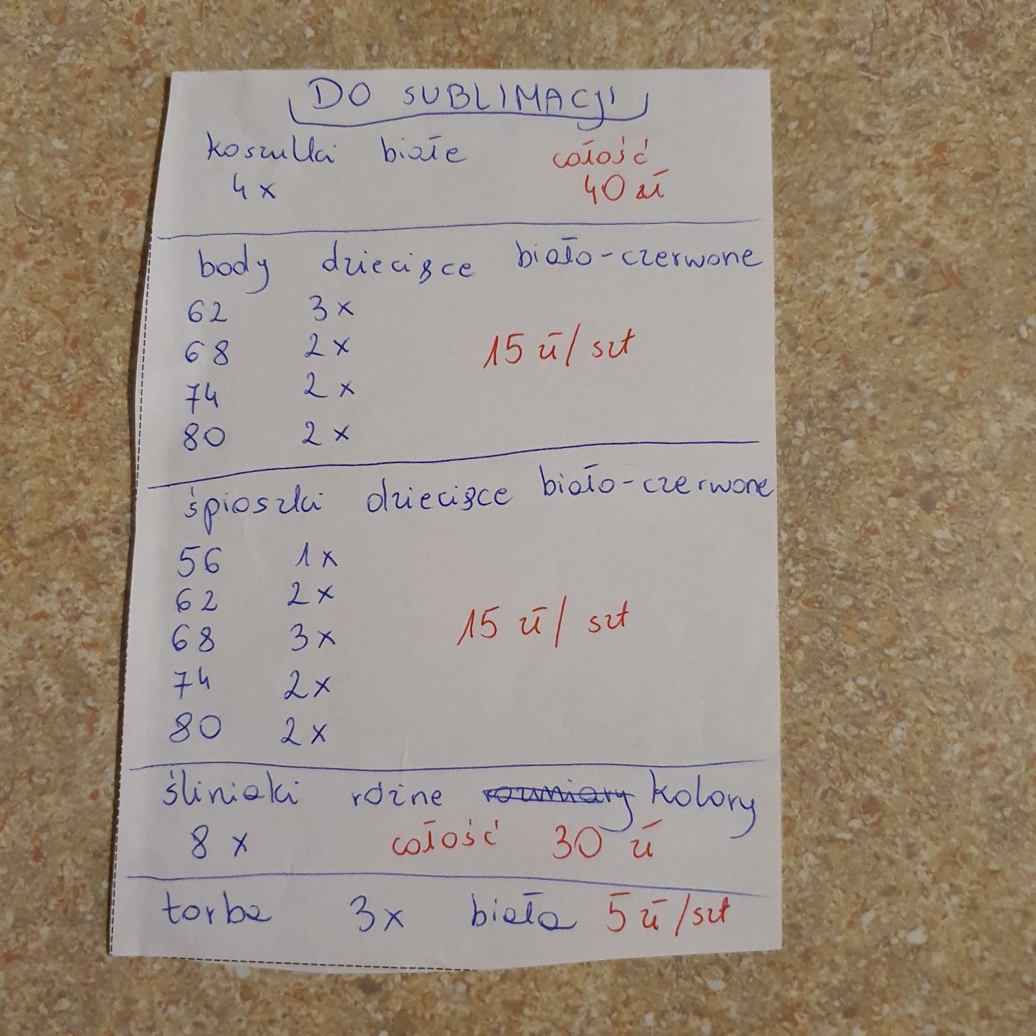Ubrania koszulki body do sublimacji