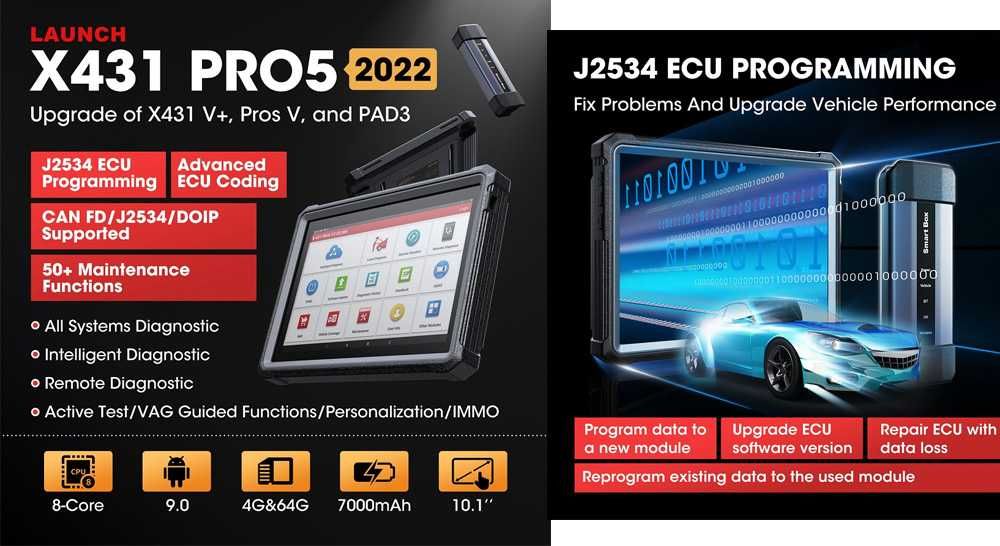 Launch X431 PRO5 Elite Máq Diagnóstico OBD Prog Online J2534 (NOVO)