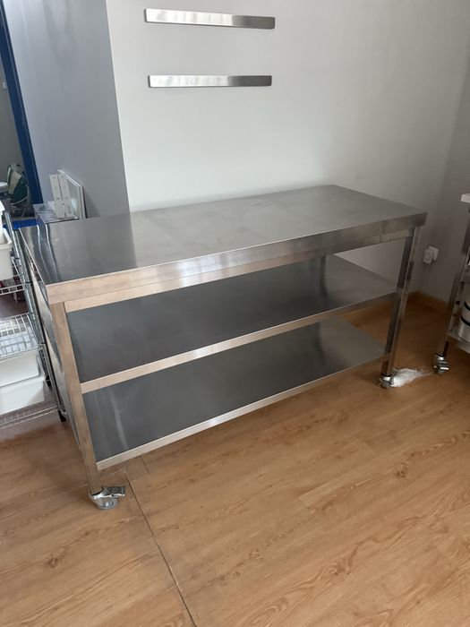 Mesa inox nova 1,5mx60 2 prateleiras