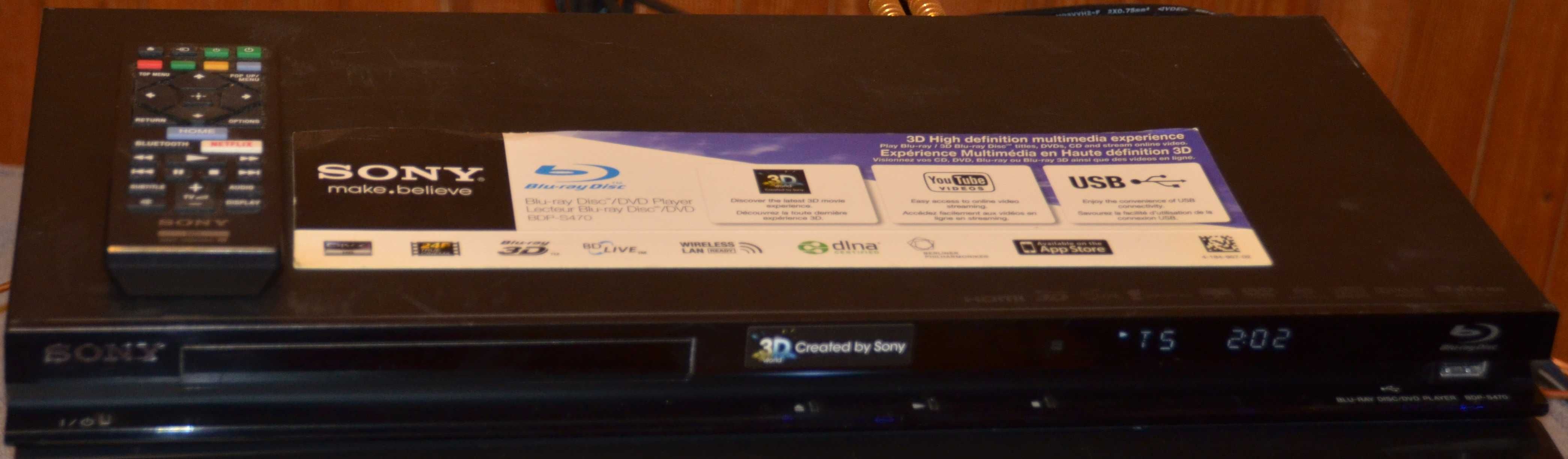 Odtwarzacz BluRay Sony BDP-S470 +Pilot 3D HDMI FHD DLNA
